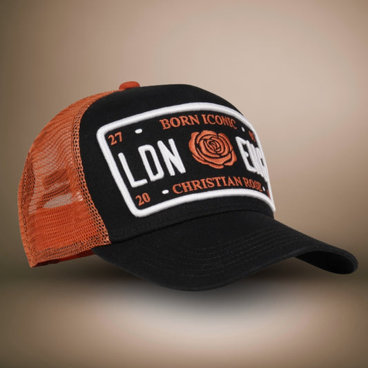 CHRISTIAN ROSE Iconic Caps / Black / Orange - CR002BWO