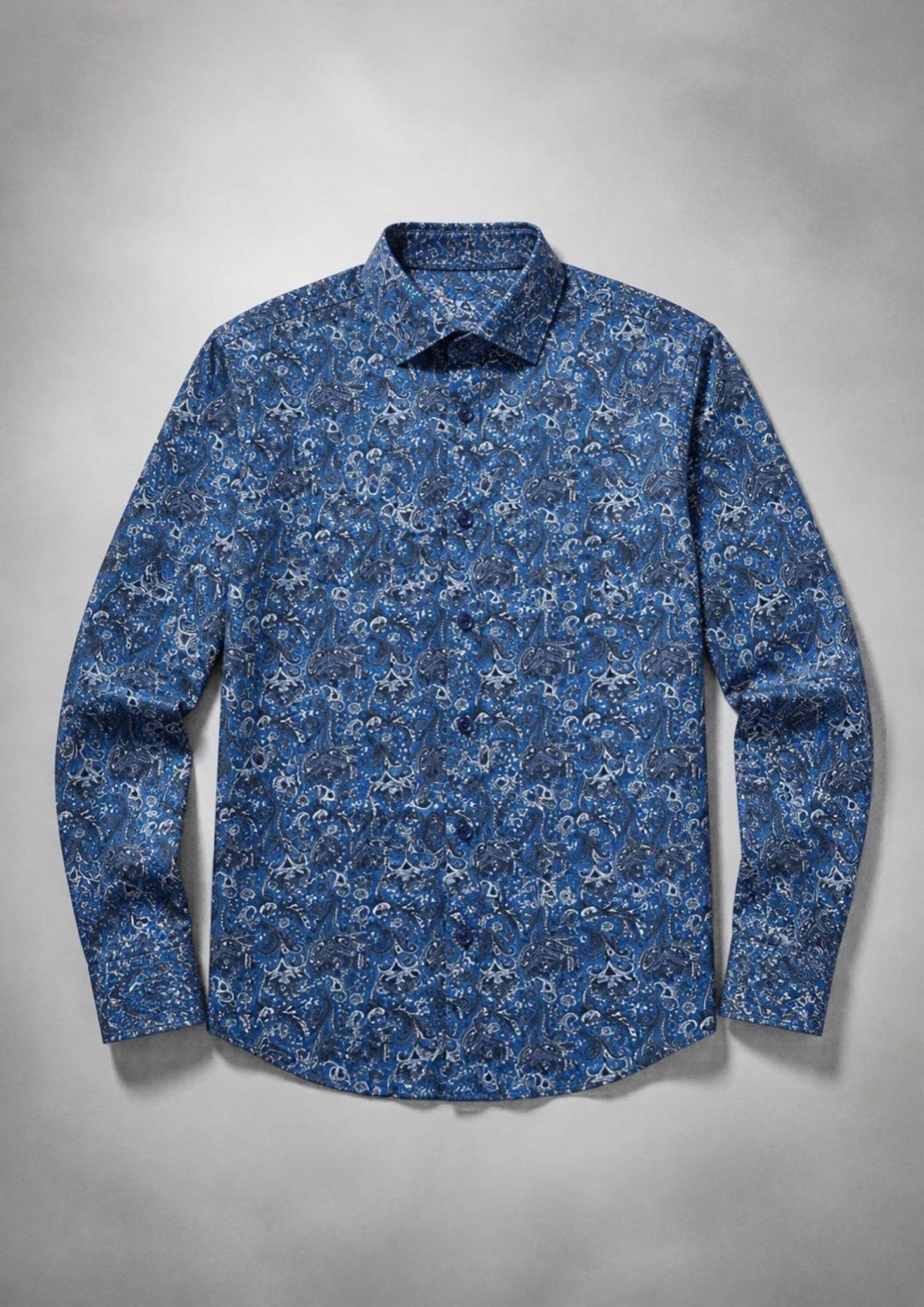 Wilson & Sloane | 100% Cotton Long Sleeve Vine Print Shirt — Teal