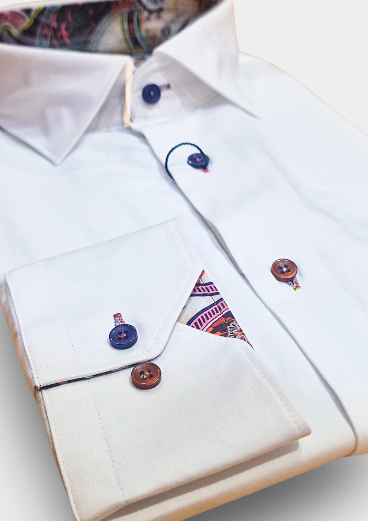 GIORDANO - Classic White Shirt with Paisley Trim | White - 627812-10