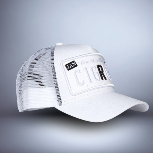 CHRISTIAN ROSE Two Tone Caps / White / Black - CR024W