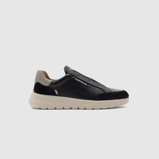 Ambitious Shoes | HOVER Leather Slip-On Sneakers — Navy Blue (13721-1351AM)