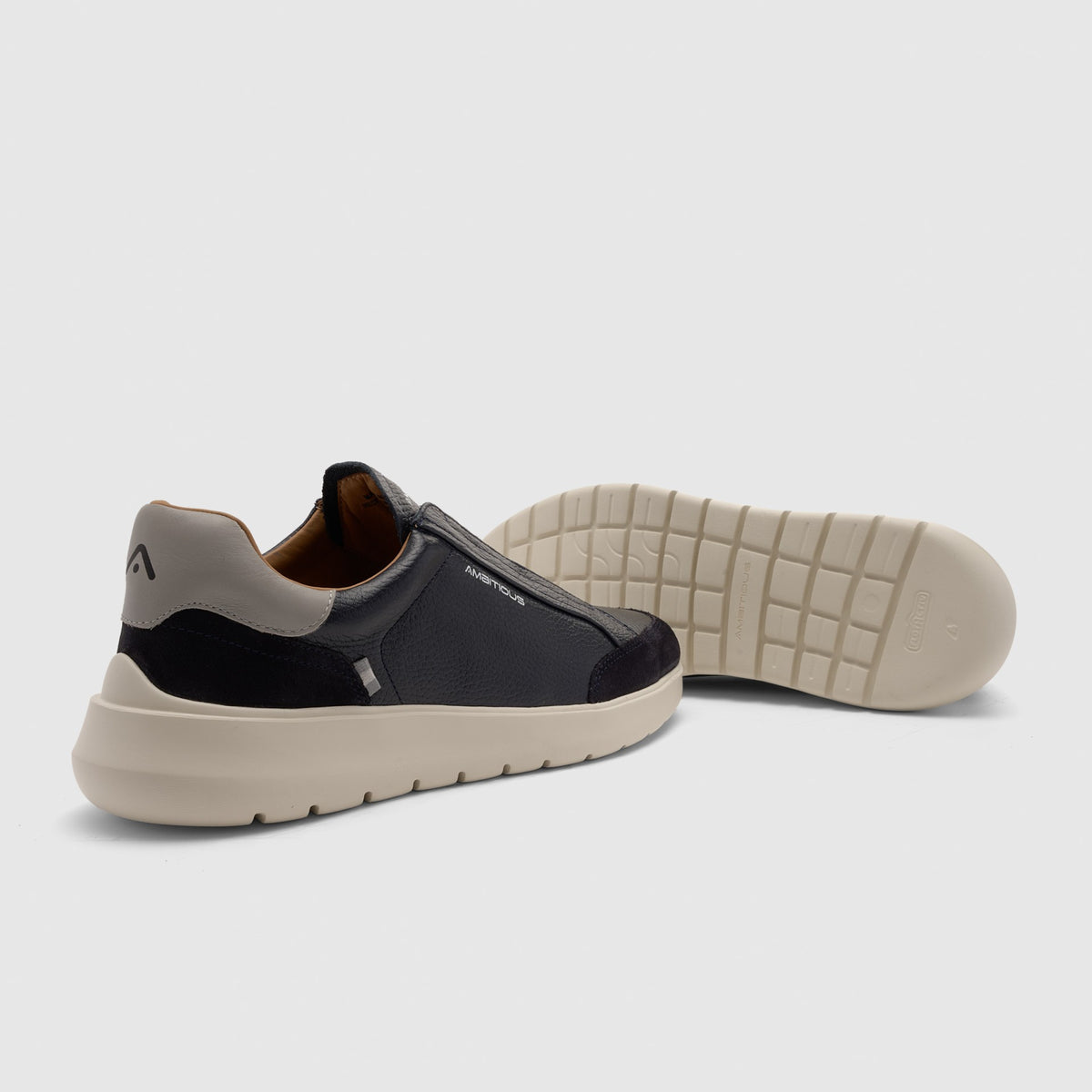 Ambitious Shoes | HOVER Leather Slip-On Sneakers — Navy Blue (13721-1351AM)