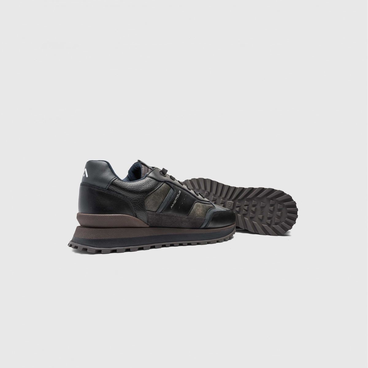 Ambitious Shoes | PARK Leather & Suede Smart Runner Sneakers — Black (14434-7316AM)