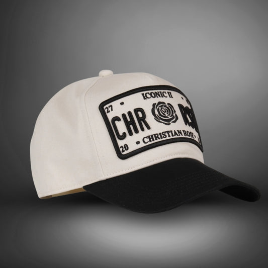 CHRISTIAN ROSE Unstructured Baseball Caps / White / Black - CR040WB