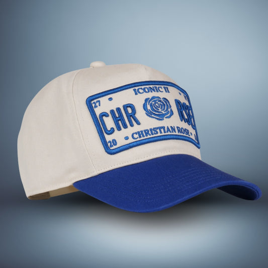 CHRISTIAN ROSE Unstructured Baseball Caps / White / Blue - CR040WBL