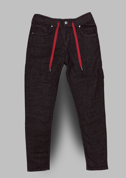 MARIO MORATO Drawstring Black Denim Jeans: Effortless Style Meets Unique Detail