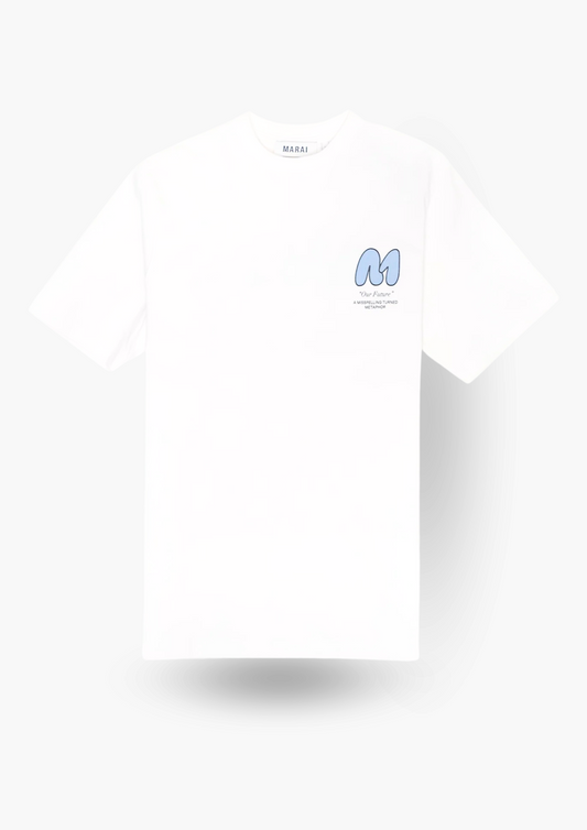 MARAI - Bubble Logo Printed Cotton T-Shirt | White - MAR01