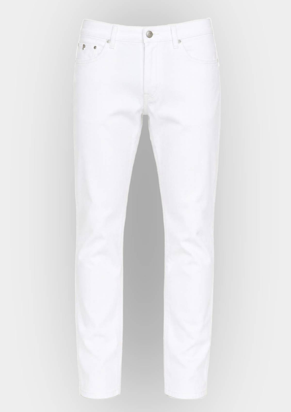 Clique Kara 883 Police Mattia Todd 1054 white jeans, regular fit, denim fabric, front view with pockets and belt loops.