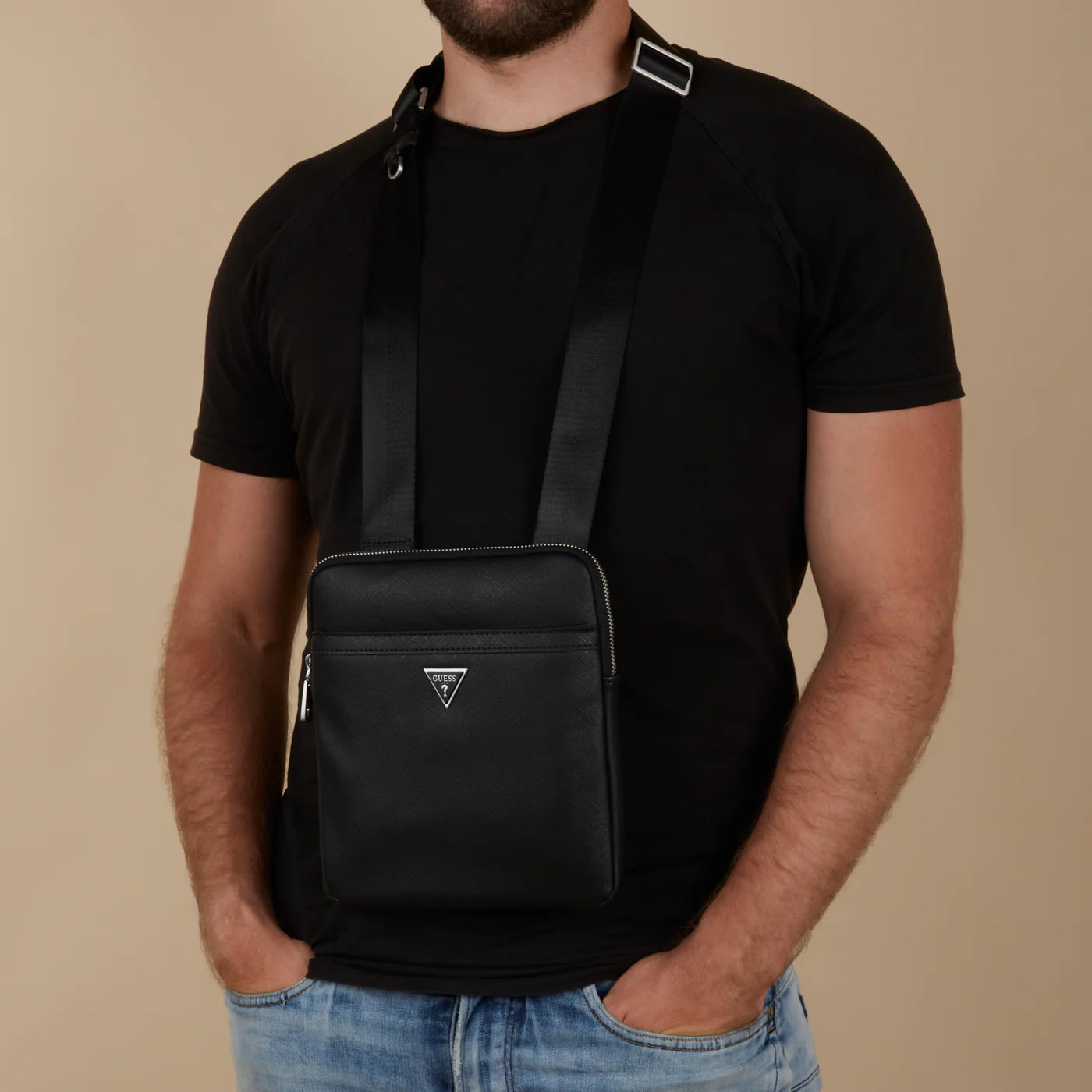 Certosa Saffiano Smart Crossbody Bag | Black - HMECSA P3123 BLA