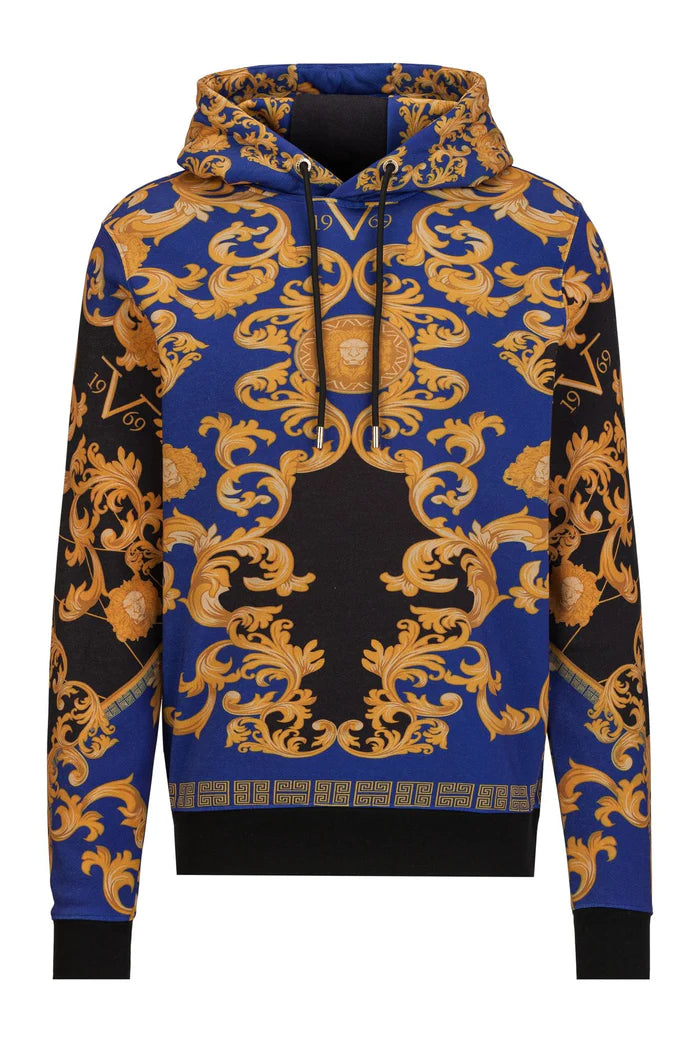 19V69 ITALIA by Versace - Matteo Sweatshirt Hoodie | Blue/Golden - W24MHOD10