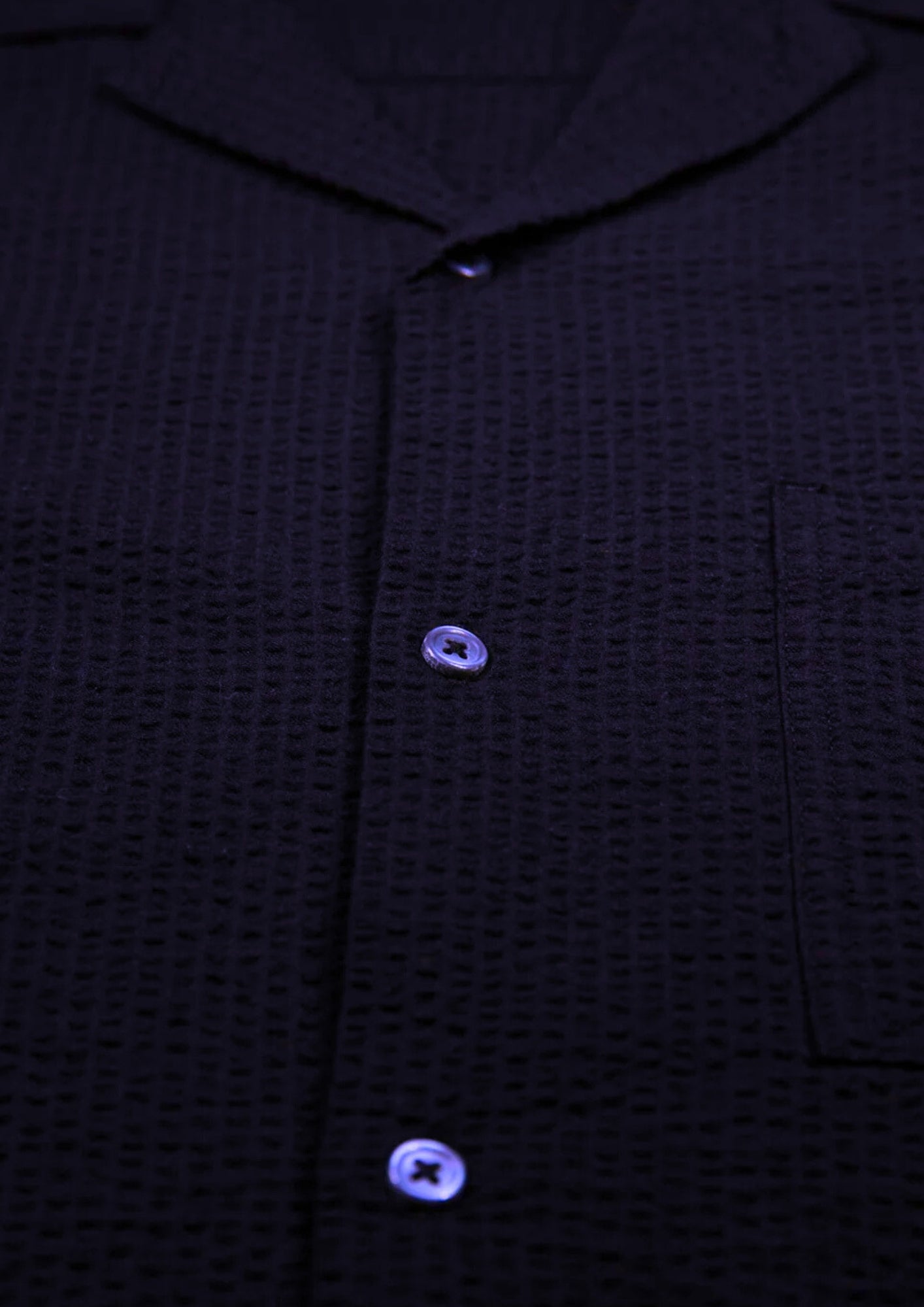 Luke 1977 Millook Men’s SS Textured Cotton Shirt | Navy Blue - M710808