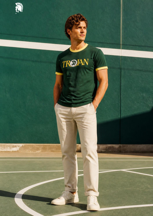 TROJAN Round Neck Logo T-Shirt / Green - TC-1014