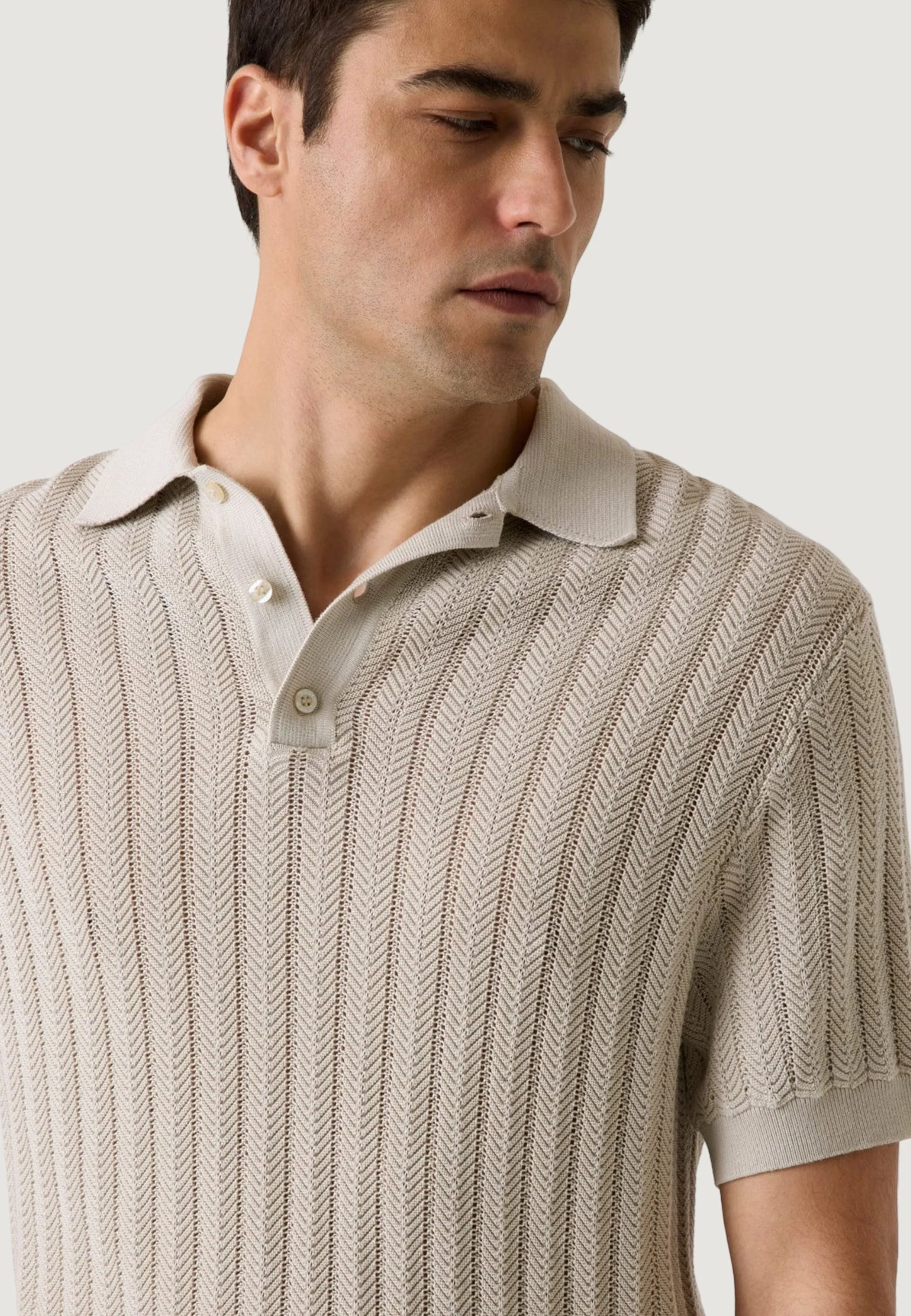Guess Lonny Lonny Polo SS Harringbone Knit Polo shirt | Beige-Chiaro- M6GR05 Z0558