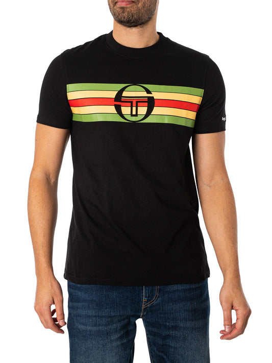 Sergio Tacchini Adamos Tee | Black / Jade Green - STM16190-577