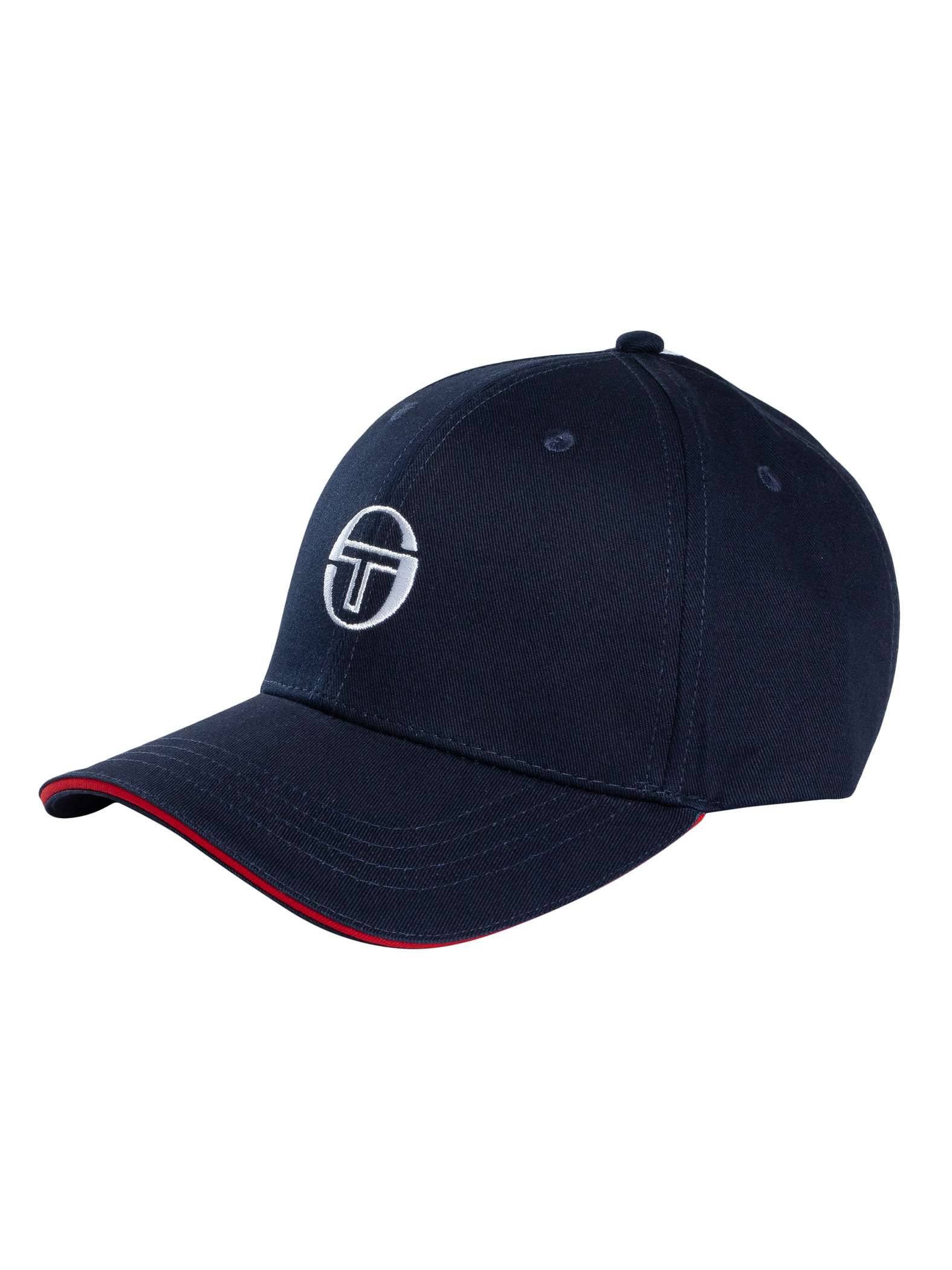 Clique Sergio Tacchini Cortona peaked cap in maritime blue and white, featuring a stylish, adjustable design with a curved brim.