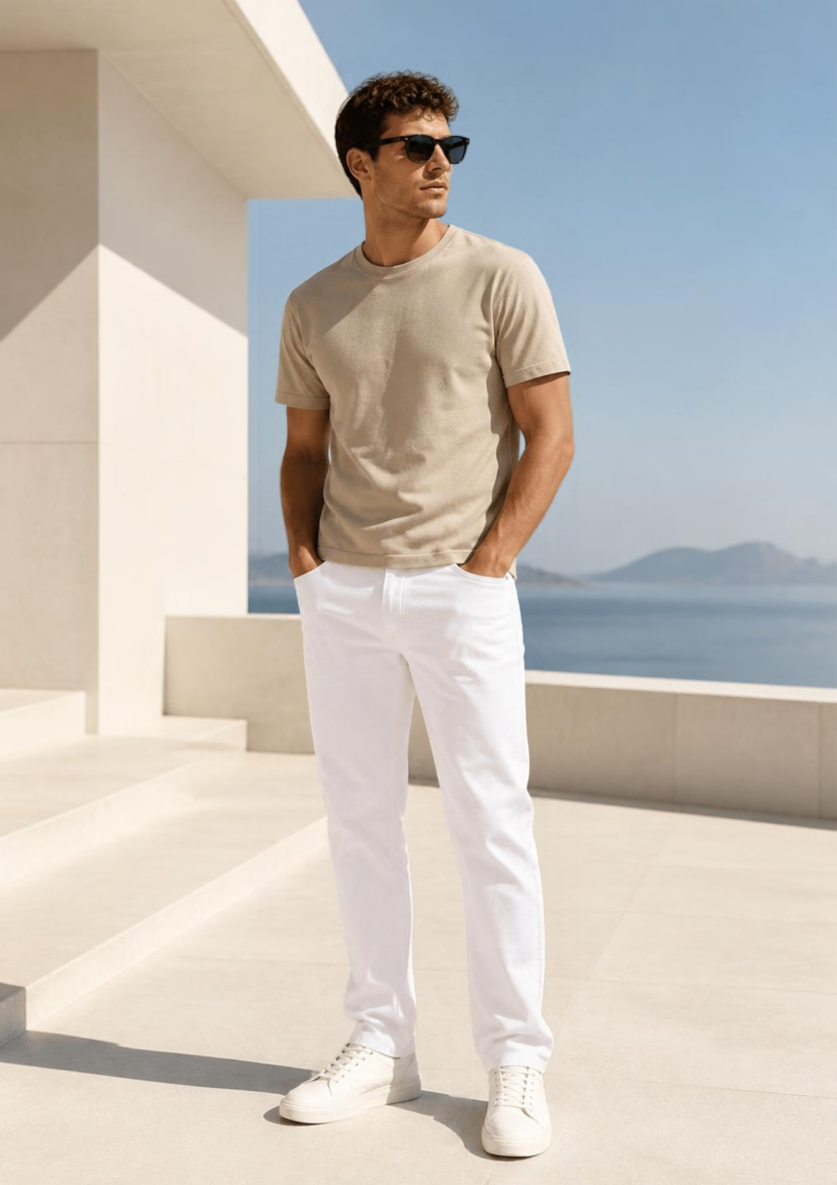 Clique Kara 883 Police Mattia Todd 1054 regular fit white jeans, front view showing classic denim style and clean design.