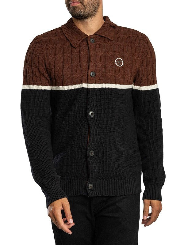 Sergio Tacchini Corte Knitted Cardigan Potting Soil / Gardenia / Black - STM21360-579