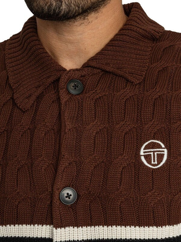 Sergio Tacchini Corte Knitted Cardigan Potting Soil / Gardenia / Black - STM21360-579