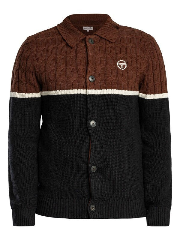 Sergio Tacchini Corte Knitted Cardigan Potting Soil / Gardenia / Black - STM21360-579