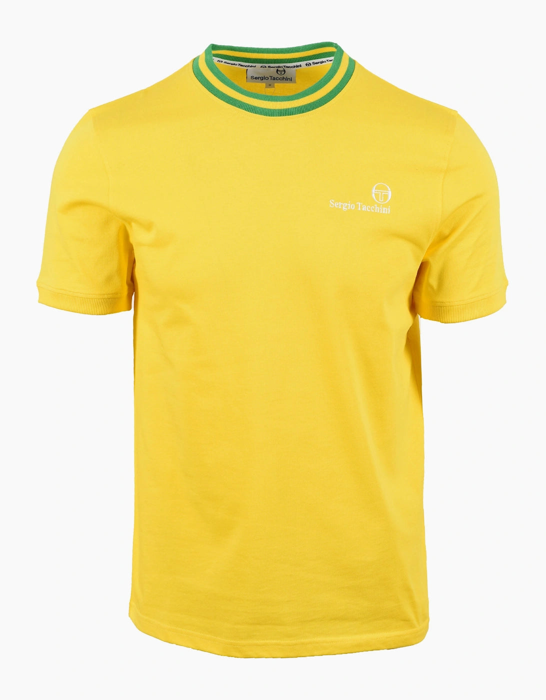 Clique Sergio Tacchini Rainer T-shirt in cyber yellow and fern green, featuring a stylish casual fit and bold color block design.