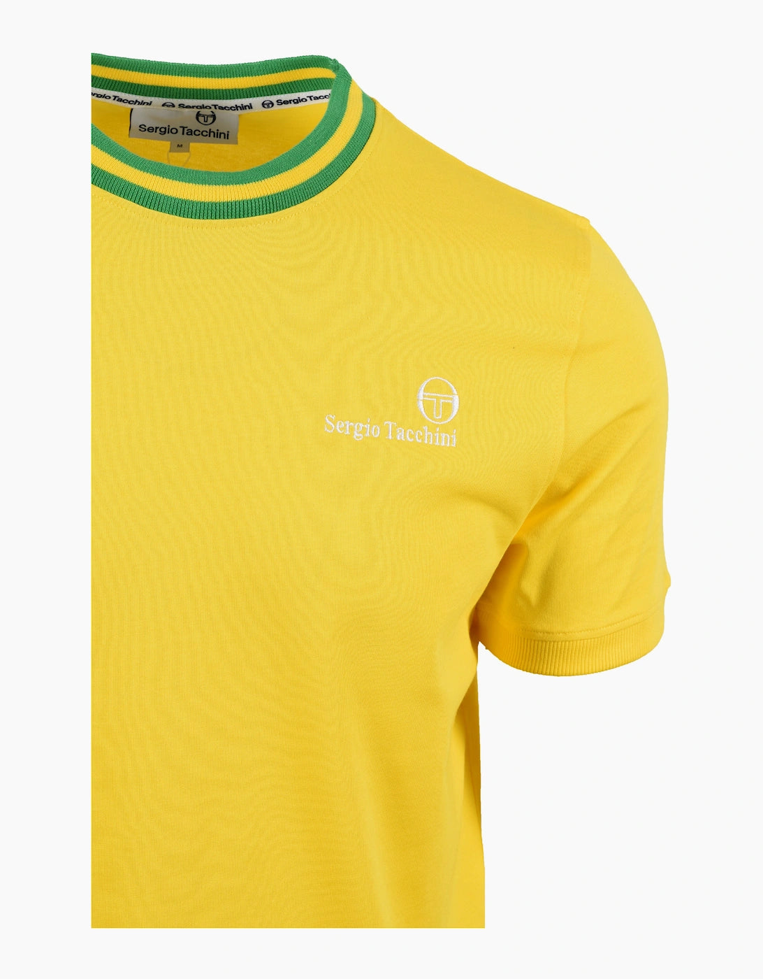 Clique Sergio Tacchini Rainer T-shirt in cyber yellow and fern green, casual fit with logo detail, front view.