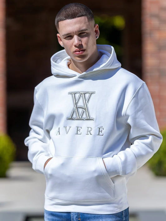 AMARO LOGO WHITE HOODIE - SIGNATURE | WHITE - AVERE-AMA-WHT
