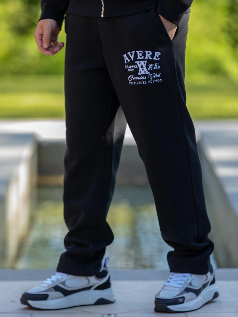 PARADISO BLACK OPEN HEM SWEATPANTS - SIGNATURE | BLACK - AVERE-PAR-BLK