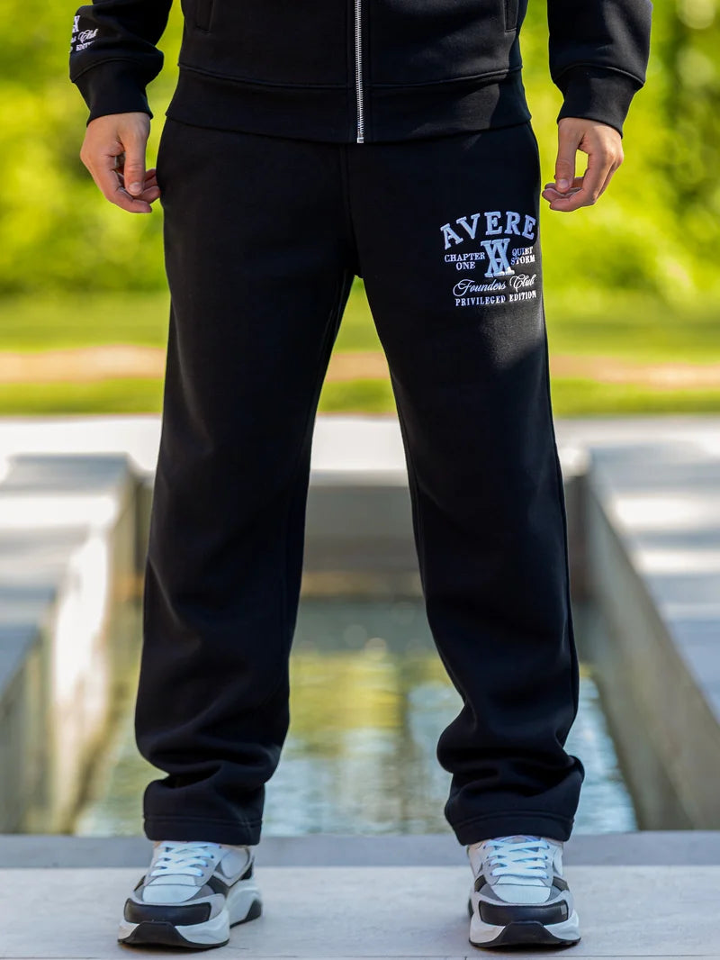 PARADISO BLACK OPEN HEM SWEATPANTS - SIGNATURE | BLACK - AVERE-PAR-BLK