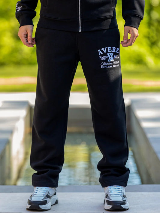 PARADISO BLACK OPEN HEM SWEATPANTS - SIGNATURE | BLACK - AVERE-PAR-BLK