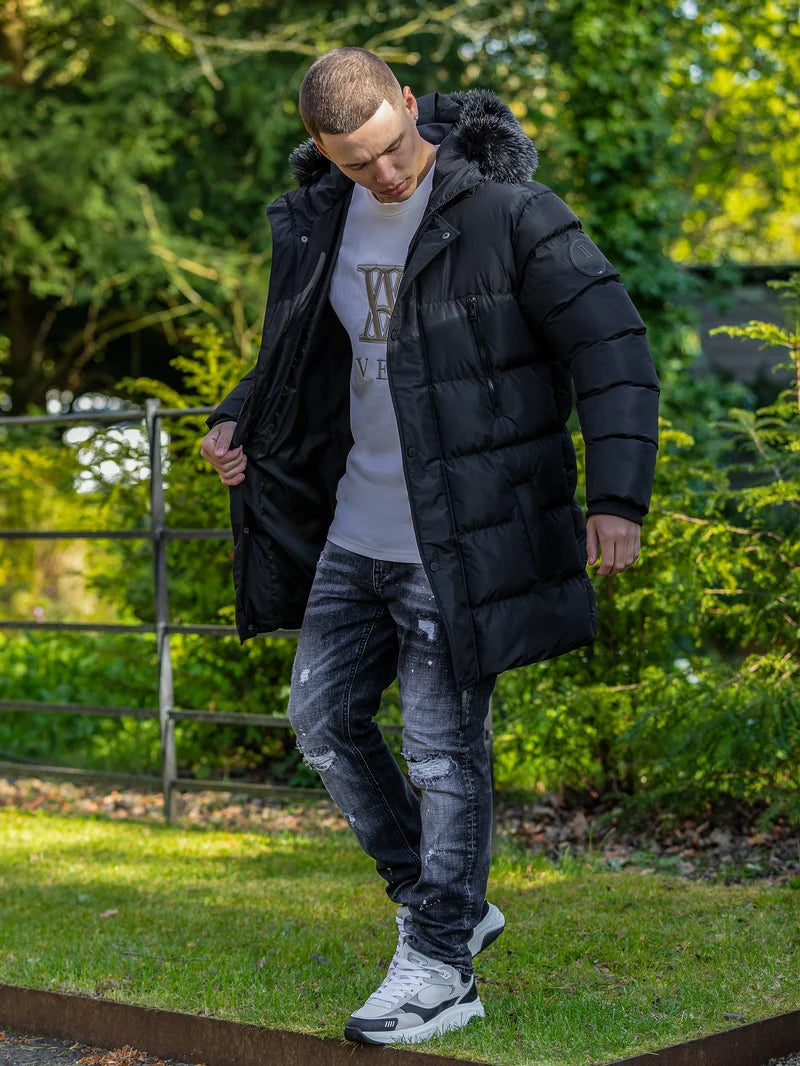 AVERE Blanc Black Longline Puffer Jacket