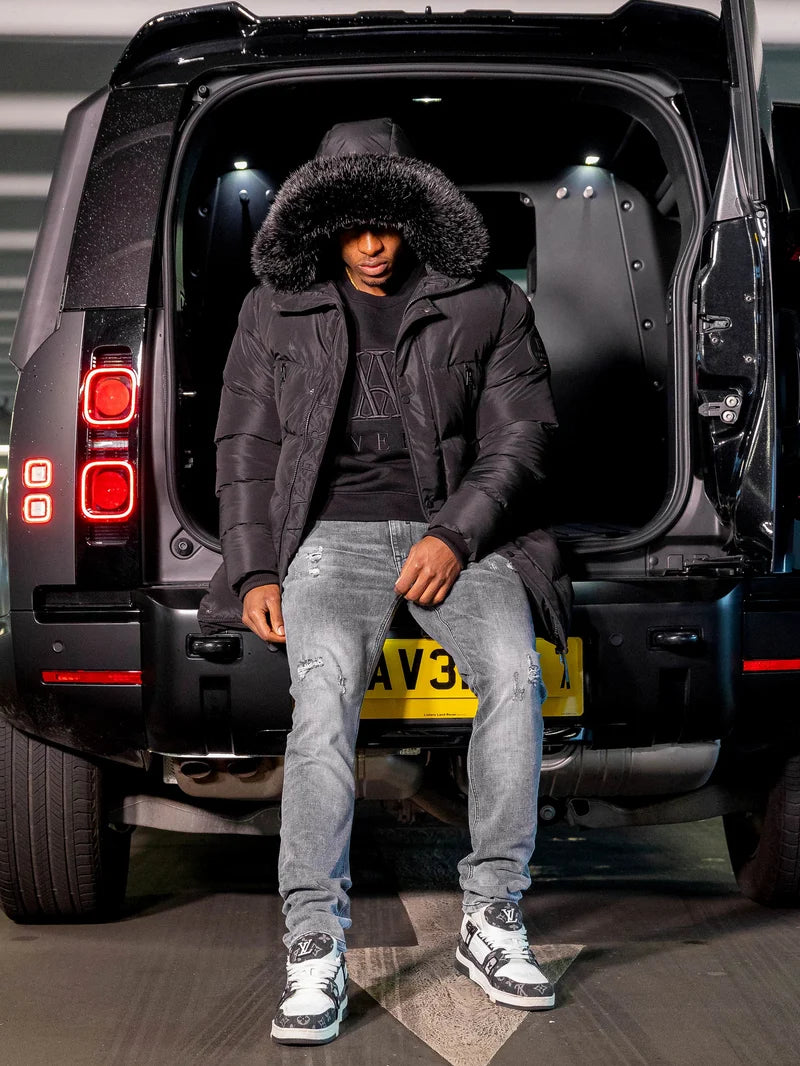 AVERE Blanc Black Longline Puffer Jacket