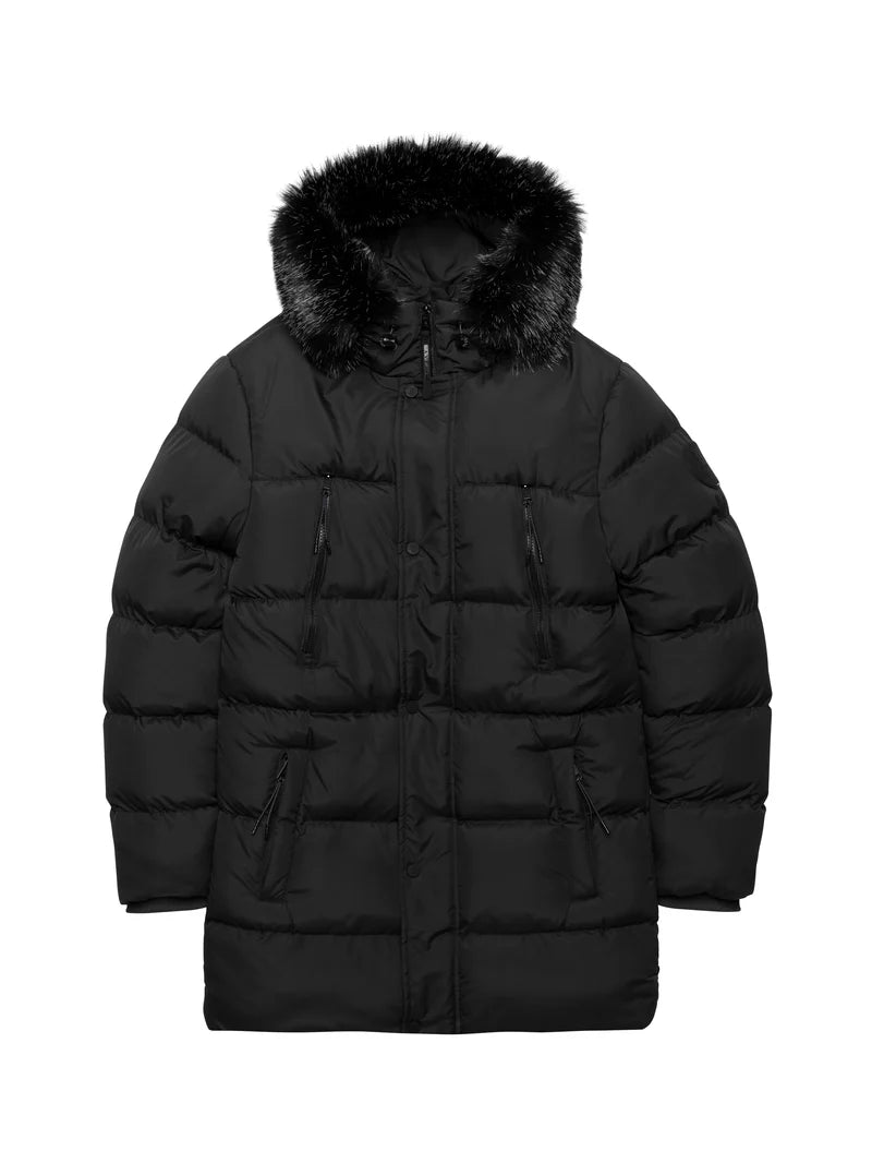 AVERE Blanc Black Longline Puffer Jacket