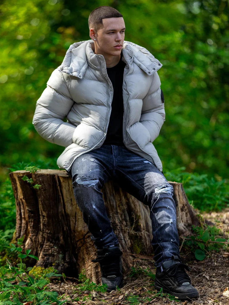 AVERE Vesuvius Grey Short Puffer Jacket