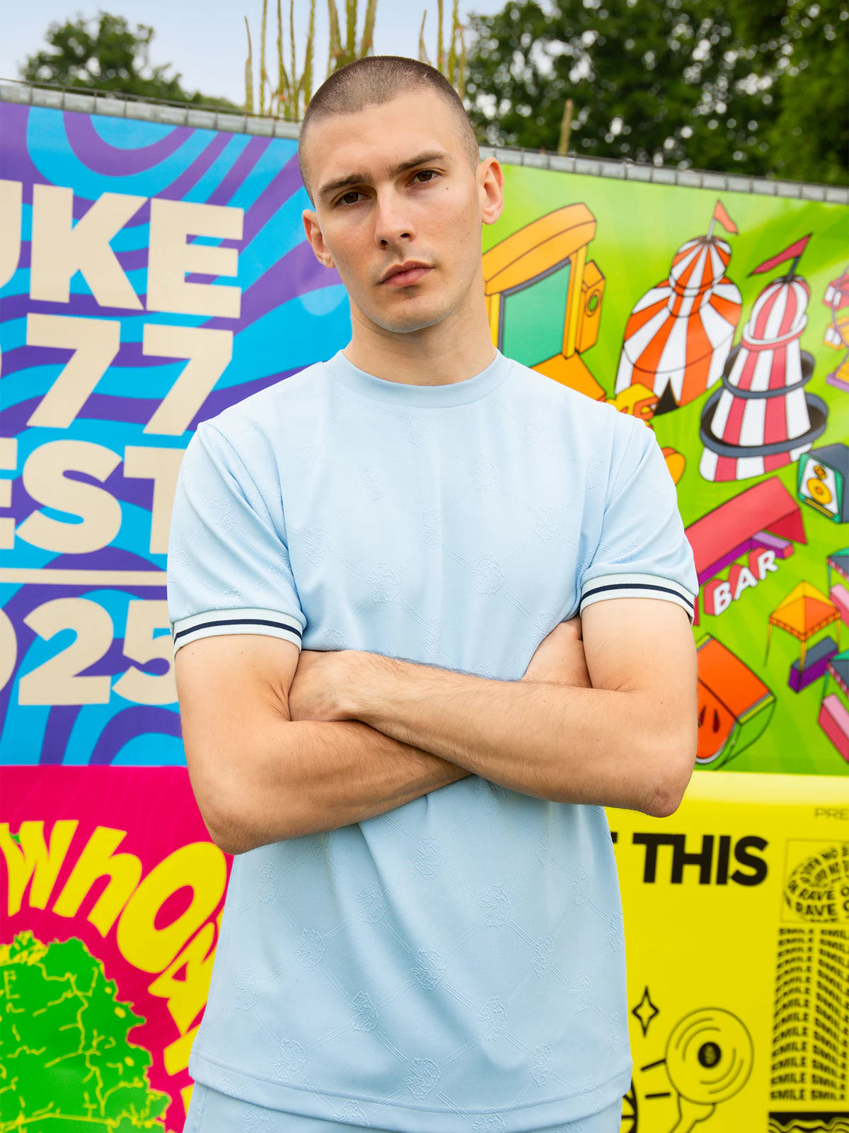 Luke Est 1977 Arriba Textured T-shirt | Sky Blue - M800166