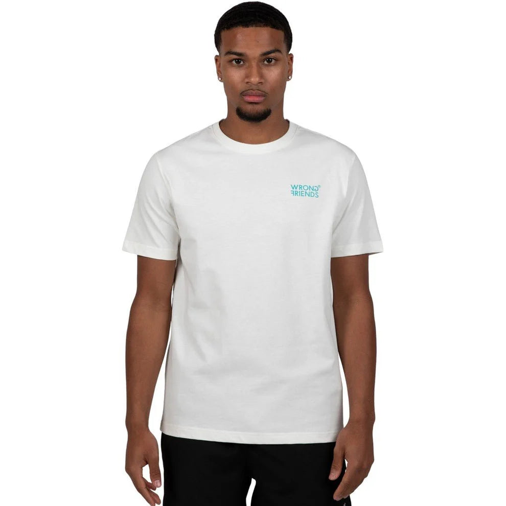 Clique Wrong Friends Bellevue T-shirt in Coconut White, featuring a casual fit and bold graphic design on soft cotton fabric.