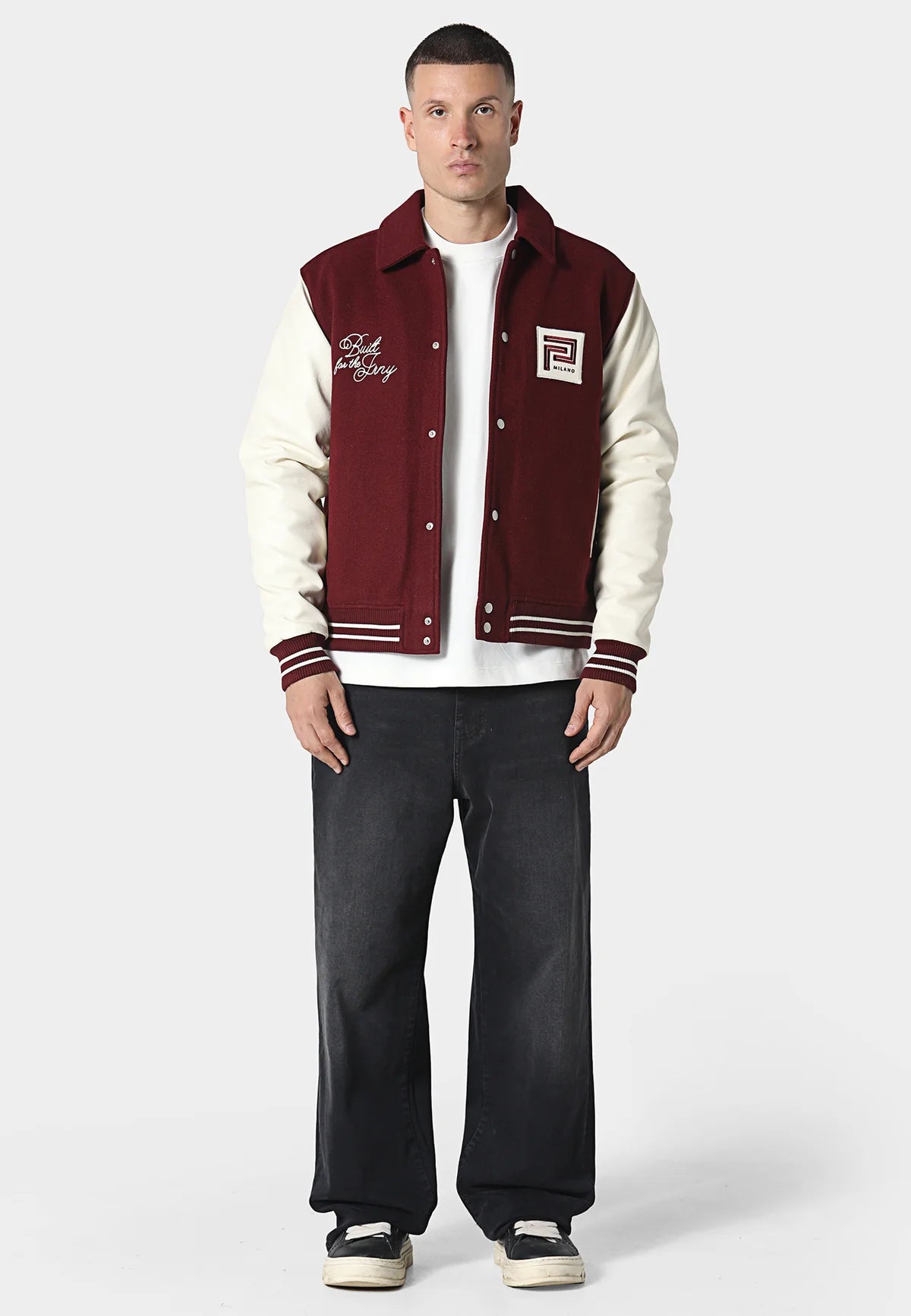 Maroon Canyon Varsity Jacket by Clique Kara, 883 Police overshirt with athletic style and varsity details.