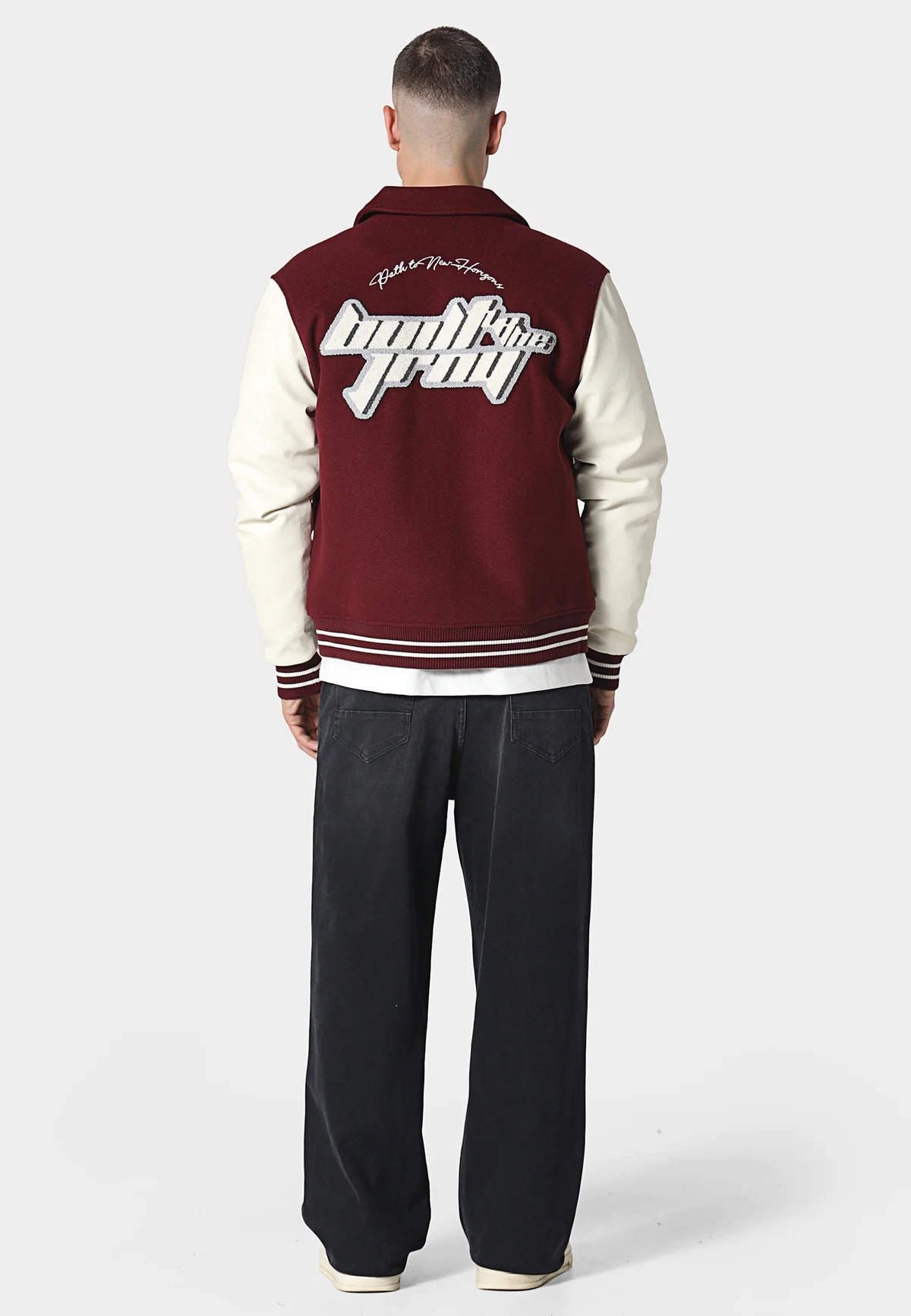 Maroon 883 Police Canyon Varsity Jacket overshirt by Clique Kara featuring a stylish design and logo on the front.