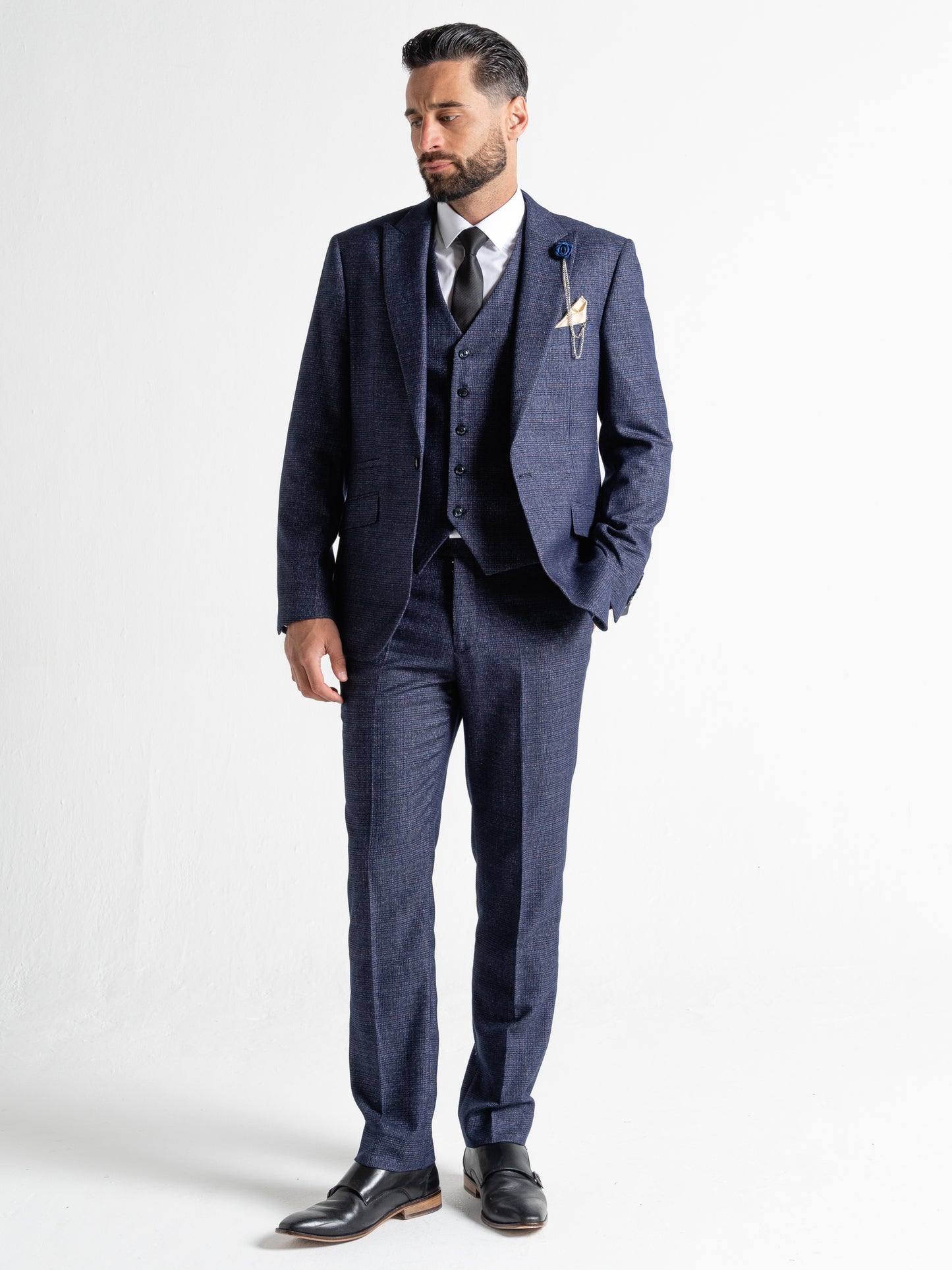 V2 CLASSIC Charles - 3 Piece Suit | Blue Tweed - V2CSC23163