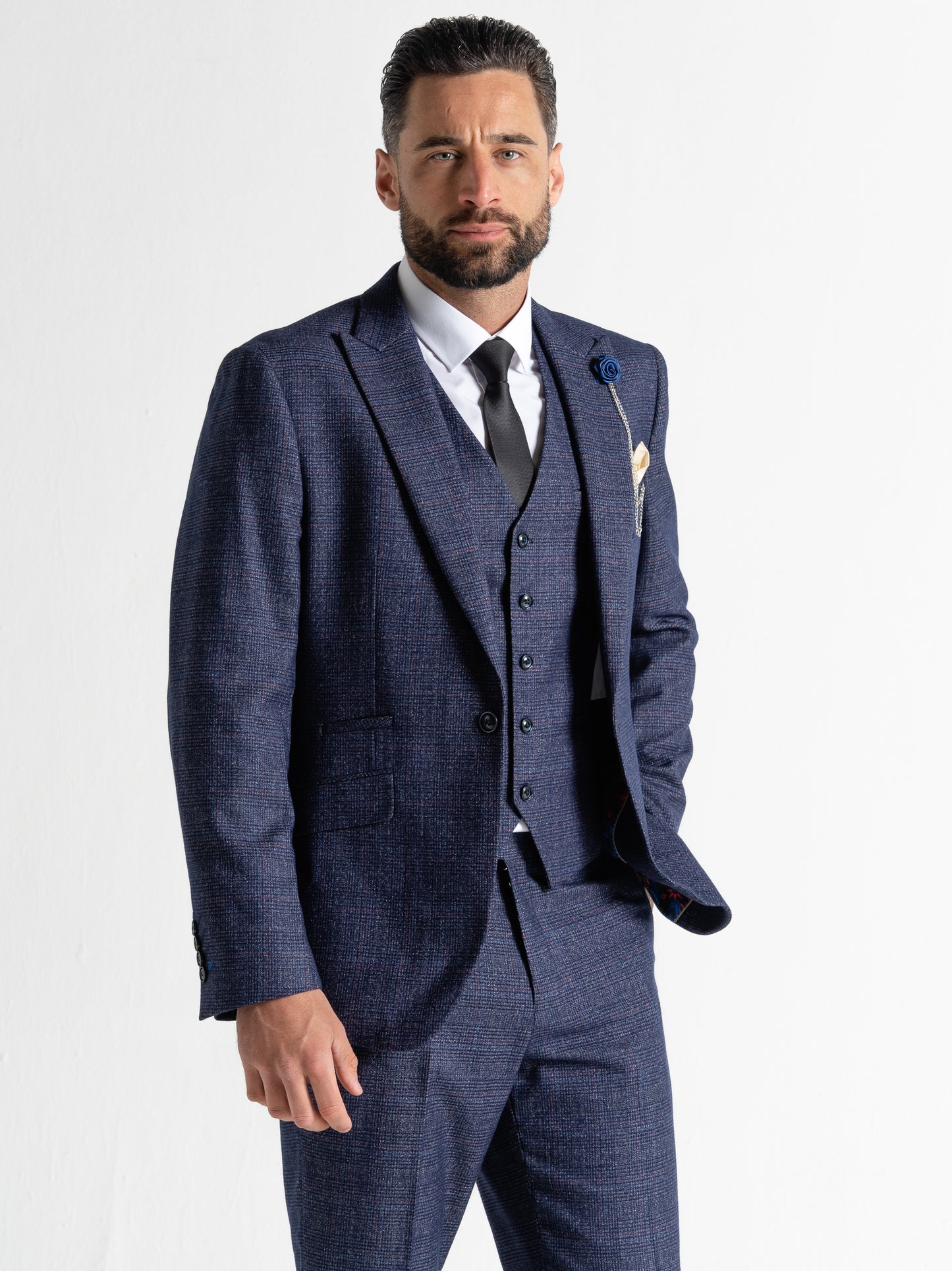 V2 CLASSIC Charles - 3 Piece Suit | Blue Tweed - V2CSC23163