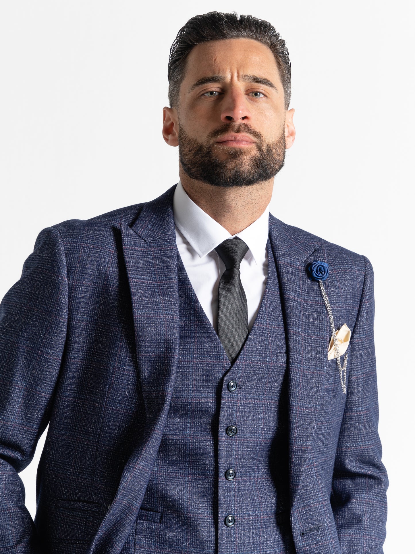 V2 CLASSIC Charles - 3 Piece Suit | Blue Tweed - V2CSC23163