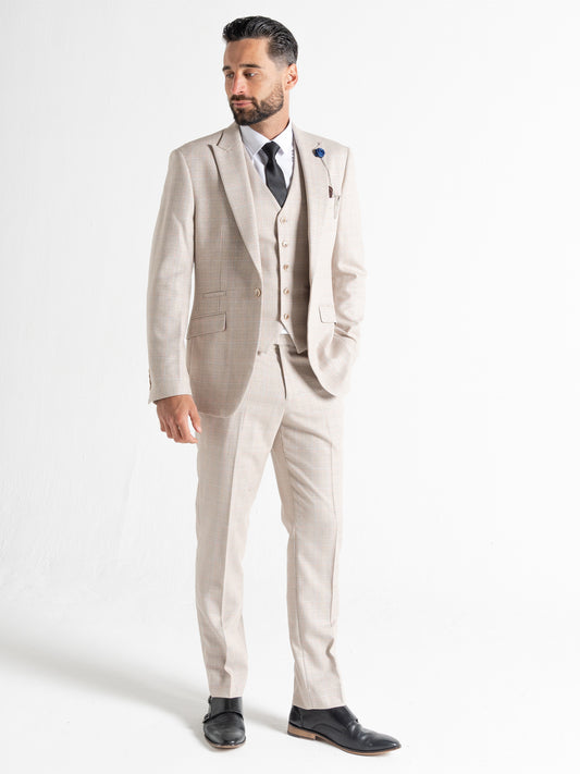 V2 CLASSIC Charles – Cream Tweed Three Piece Suit - V2CSC23165