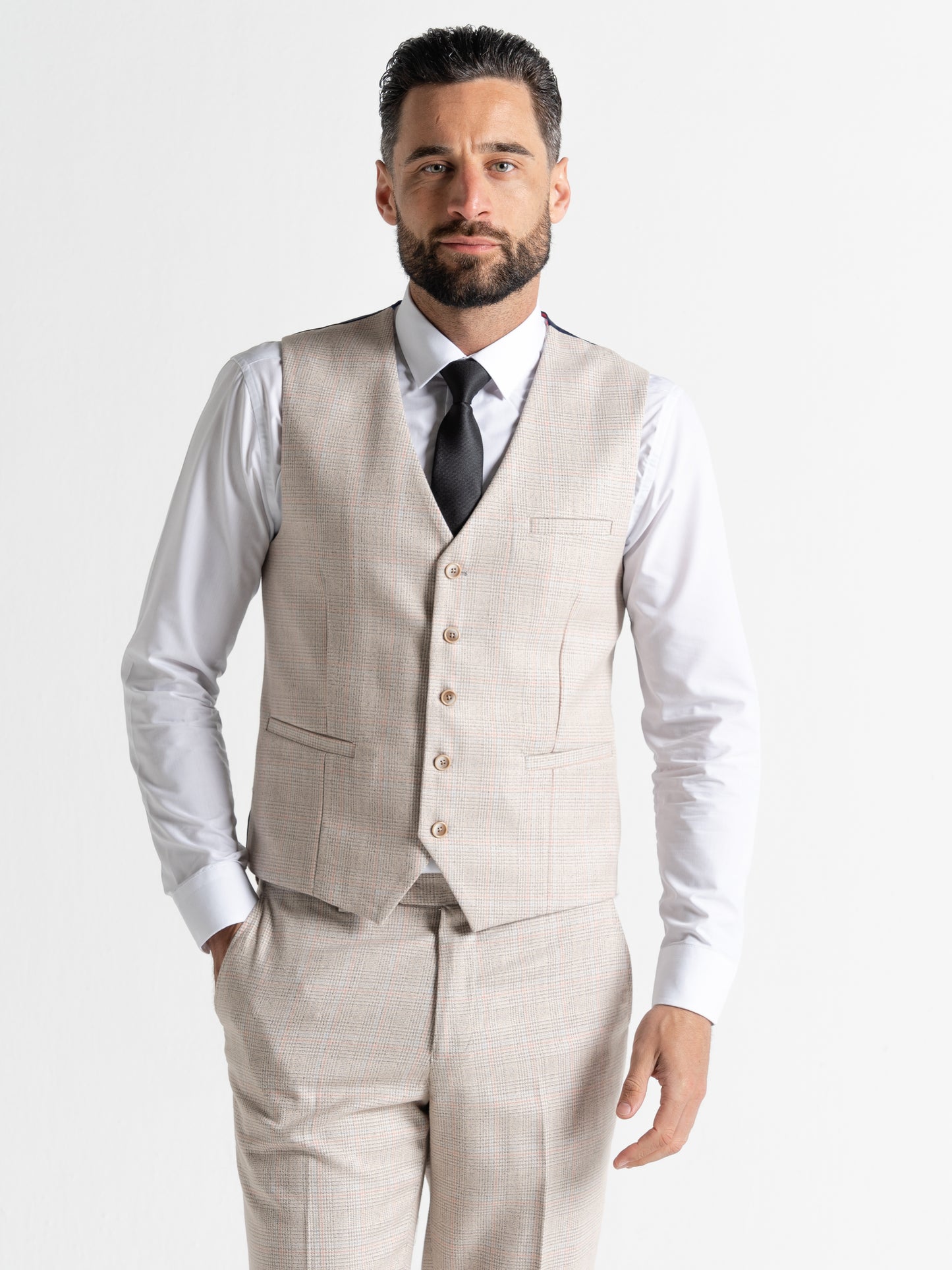 V2 CLASSIC Charles – Cream Tweed Three Piece Suit - V2CSC23165