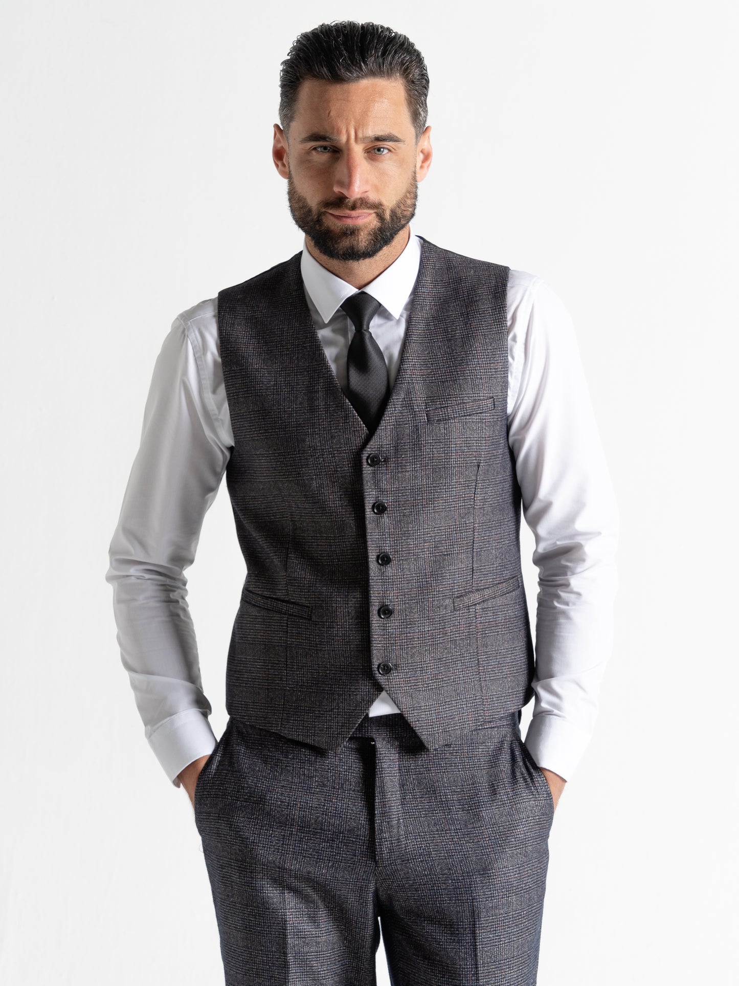 V2 CLASSIC Charles - 3 Piece Suit | Black Tweed - V2CSC23167