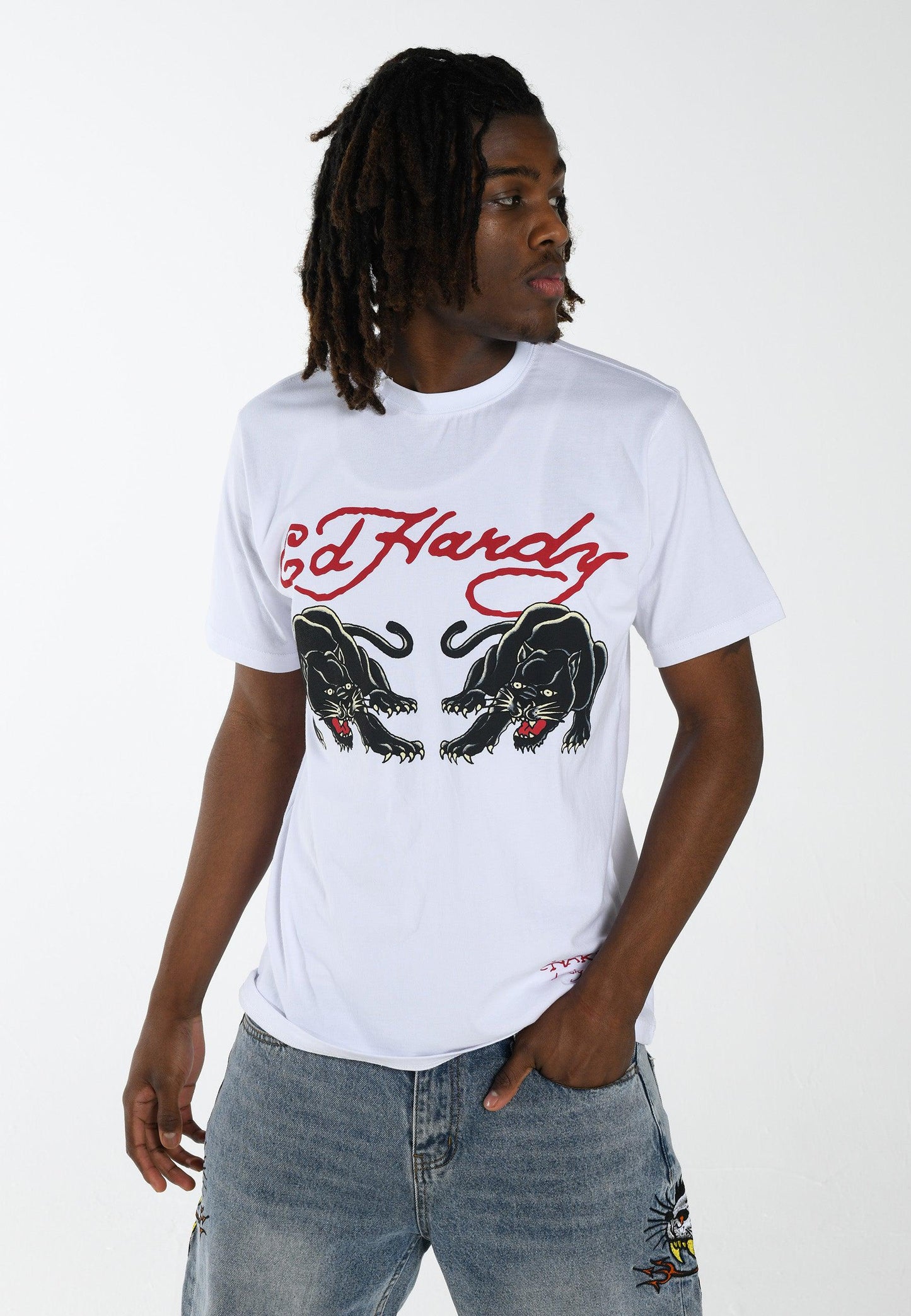 Ed Hardy Men's Double-Panther T-shirt White - ED3003