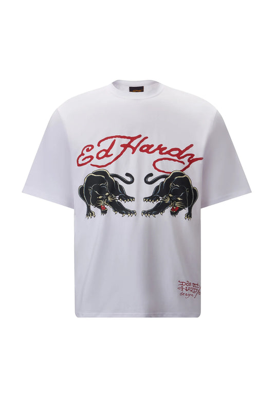 Ed Hardy Men's Double-Panther T-shirt White - ED3003
