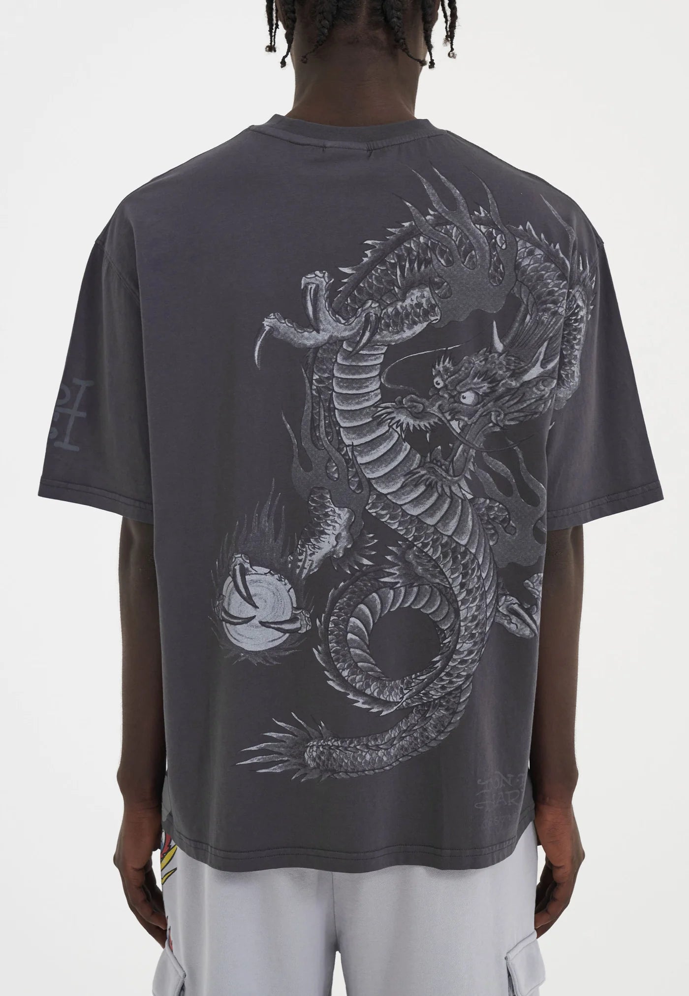 Ed Hardy Men's Mono dragon T-shirt EDG3886 - DARK GREY