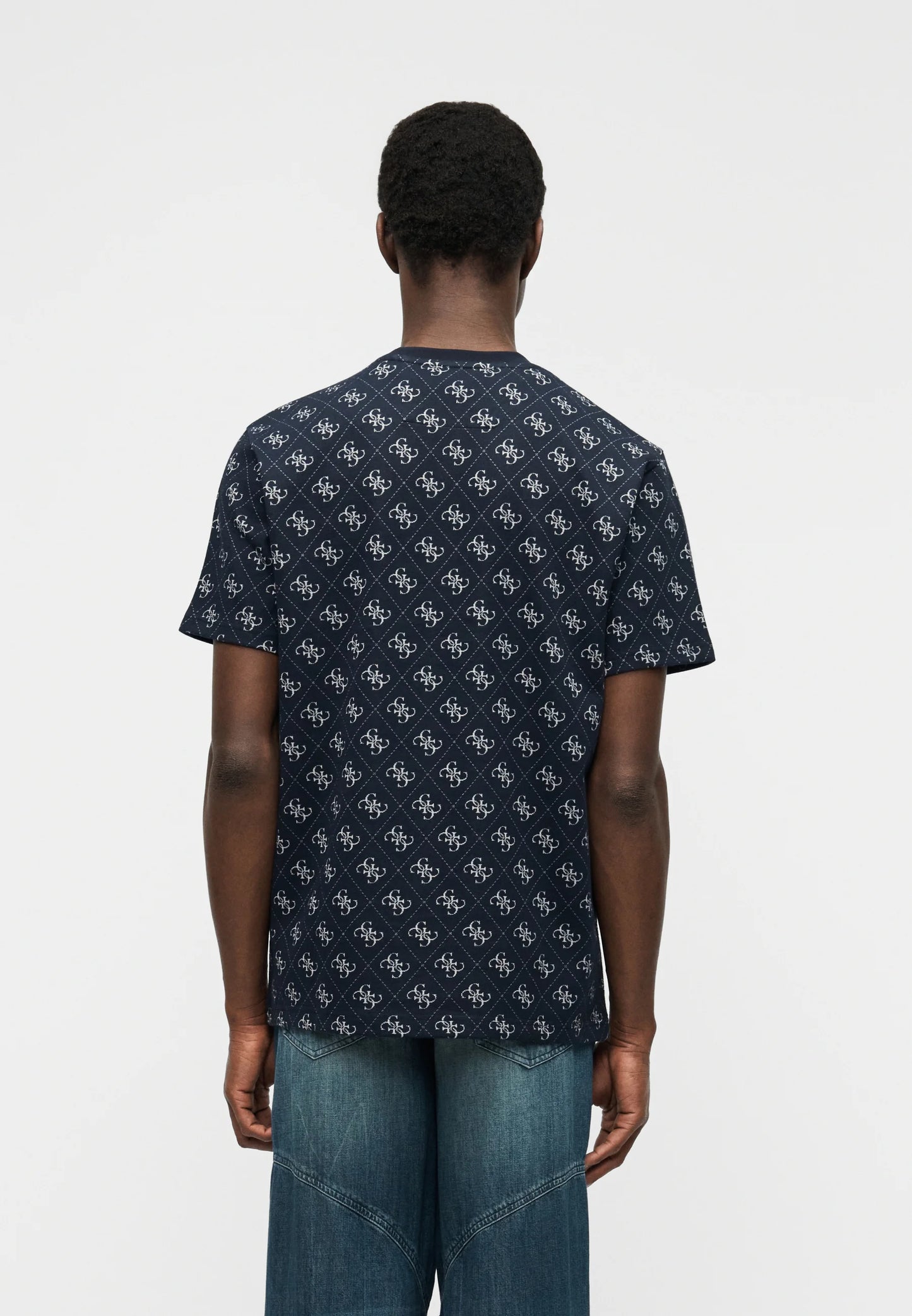 GUESS Jacquard Short Sleeve T-shirt | Navy - M6GP18 K3086 FBH3