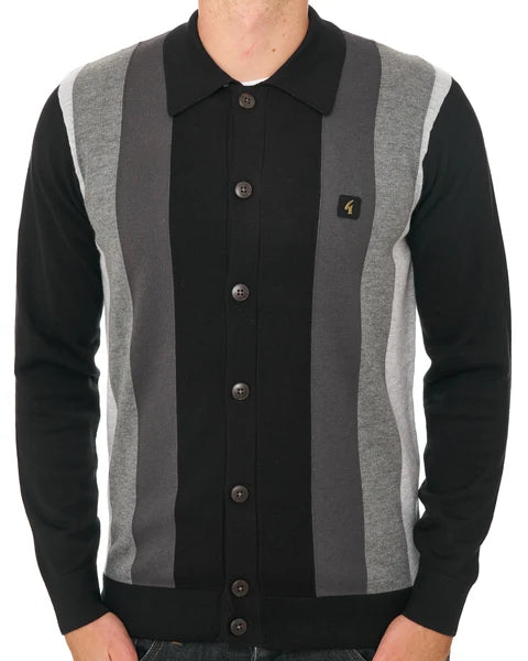 Gabicci Vintage Pedro Full Button Knit - Black (V57GM12)