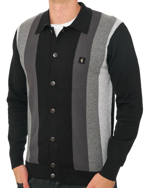 Gabicci Vintage Pedro Full Button Knit - Black (V57GM12)