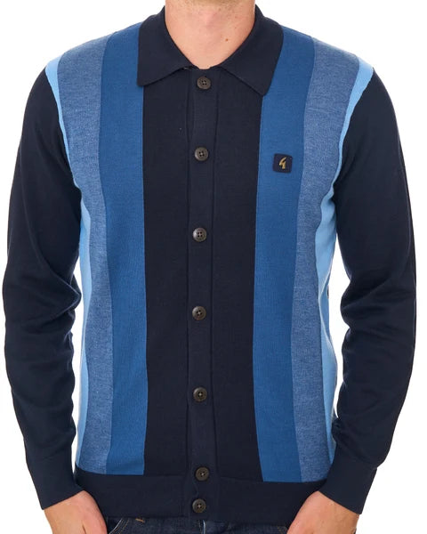 Gabicci Vintage Pedro Full Button Knit - Blue (V57GM12)